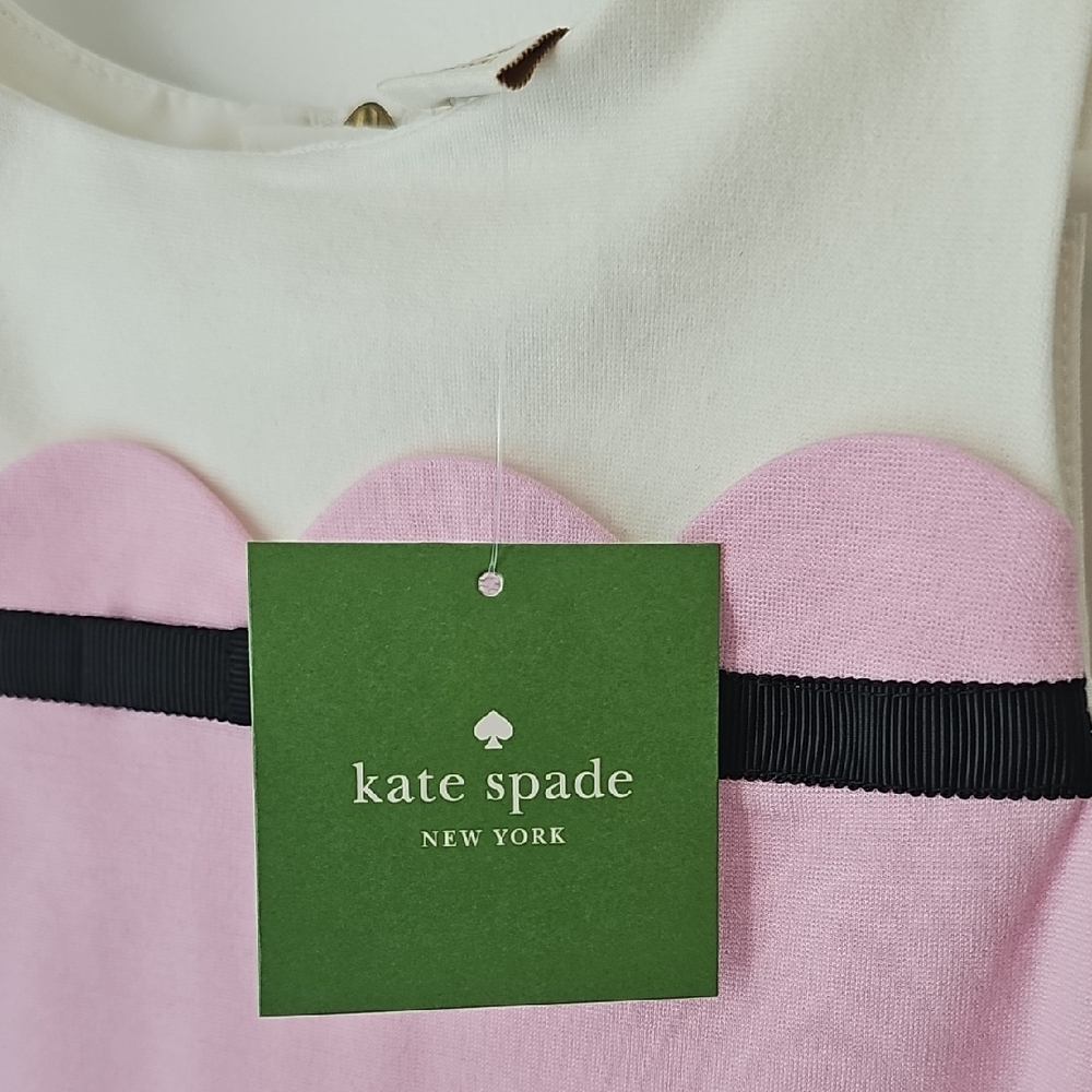 Kate Spade White and Pink A-Line Dress Sleeveless Crew Neck - Picture 2 of 4